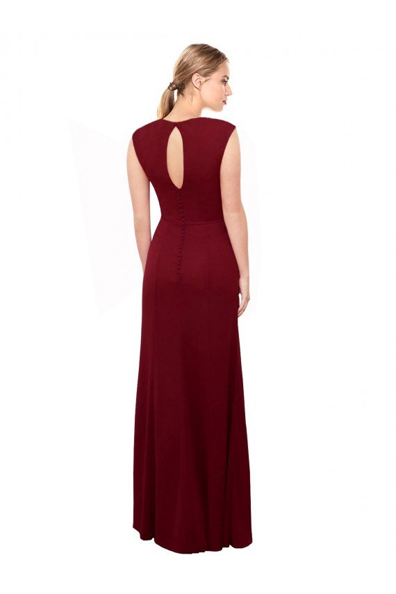 Cap Sleeves Chiffon Prom Dress with Pleated V-Neck Bodice UK