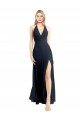 Plunging V-Neckline Halter Chiffon Wrap Prom Dress with High Slit UK