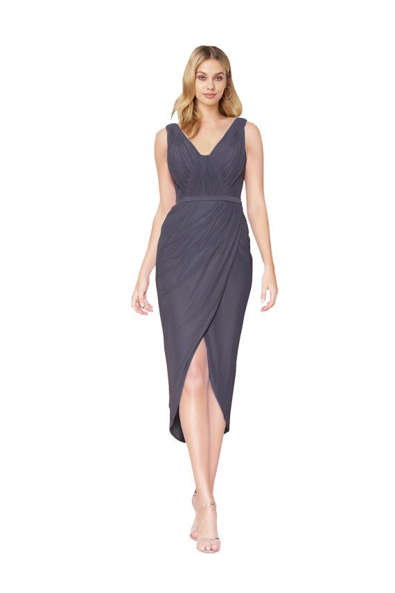 High Low V-Neck Chiffon Mermaid Wrap Prom Dress UK