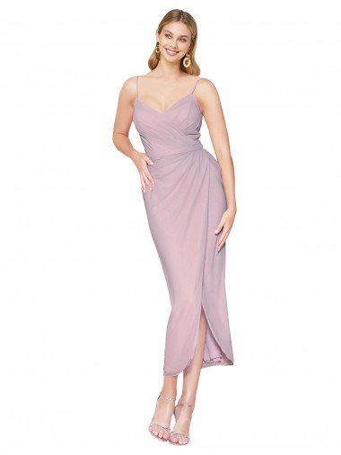 Short Knee Length Chiffon Wrap Cocktail Prom Dress / Homecoming Dress with Straps UK