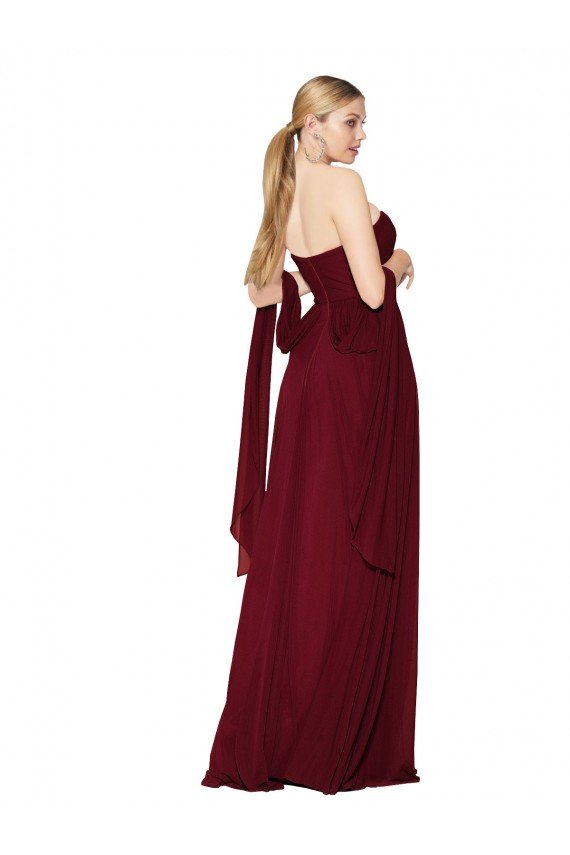 Draped Strapless Long A-Line Chiffon Prom Dress UK