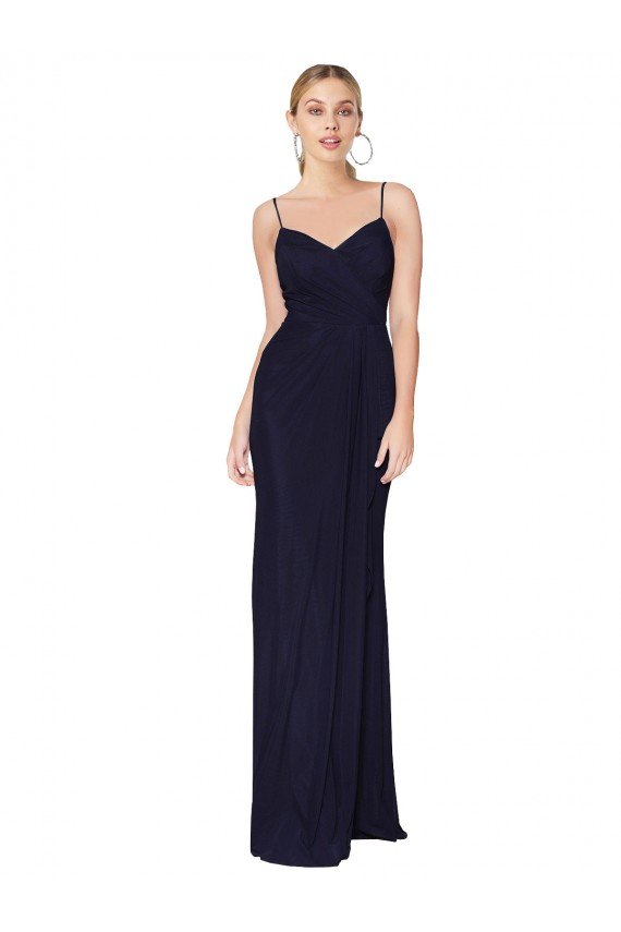 Draped Spaghetti Straps Long Chiffon Mermaid Prom Dress UK