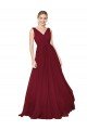Draped A-Line V-Neck Floor Length Chiffon Prom Dress UK