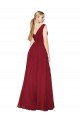Draped Mermaid Long V-Neck Chiffon Prom Dress with High Slit UK