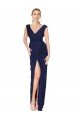 Draped V-Neck Long Chiffon Prom Dress with Front Slit UK