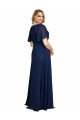Chiffon V-Neck Short Sleeves Long Prom Dress with High Slit UK