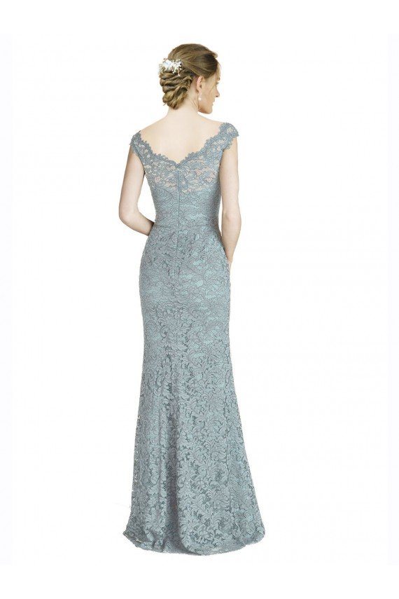 Off the Shoulder Mermaid Lace Prom Dress with Cap Sleeves UK