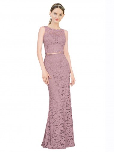 Sleeveless Crop Top High Neck Mermaid Lace Prom Dress UK