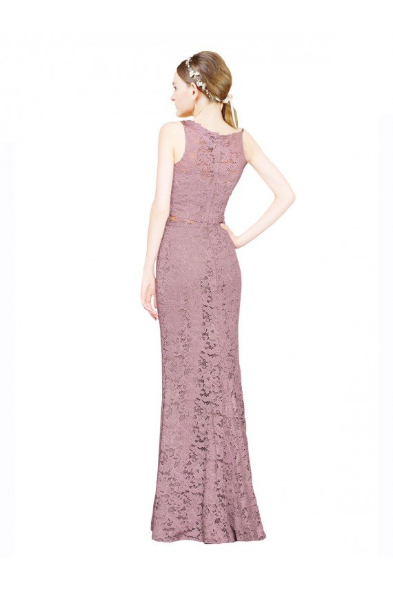 Sleeveless Crop Top High Neck Mermaid Lace Prom Dress UK