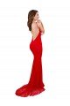 High Neck Long Lace Prom Dress with Open Back Straps UK