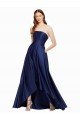 High Low Strapless Satin Prom Dress with Pockets UK