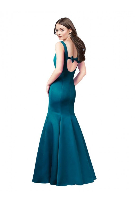 Long Sleek Satin Prom Dress with U-Back UK