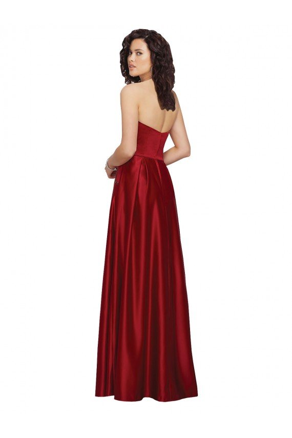 Strapless Satin Prom Dress with Beaded Pocket and Soft Pleating UK