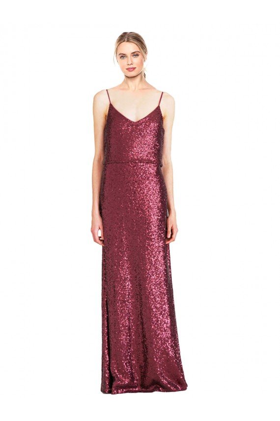 High Neck Halter Long Slim Sequin Prom Dress with V-Neck and Blouson Bodice UK