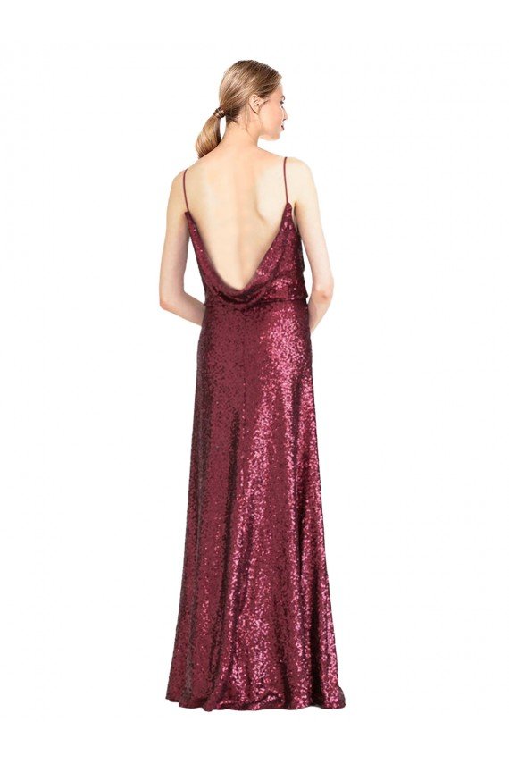 High Neck Halter Long Slim Sequin Prom Dress with V-Neck and Blouson Bodice UK
