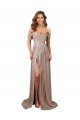 Strapless Scoop Neck Off the Shoulder Long Sequin Prom Dress with High Slit UK