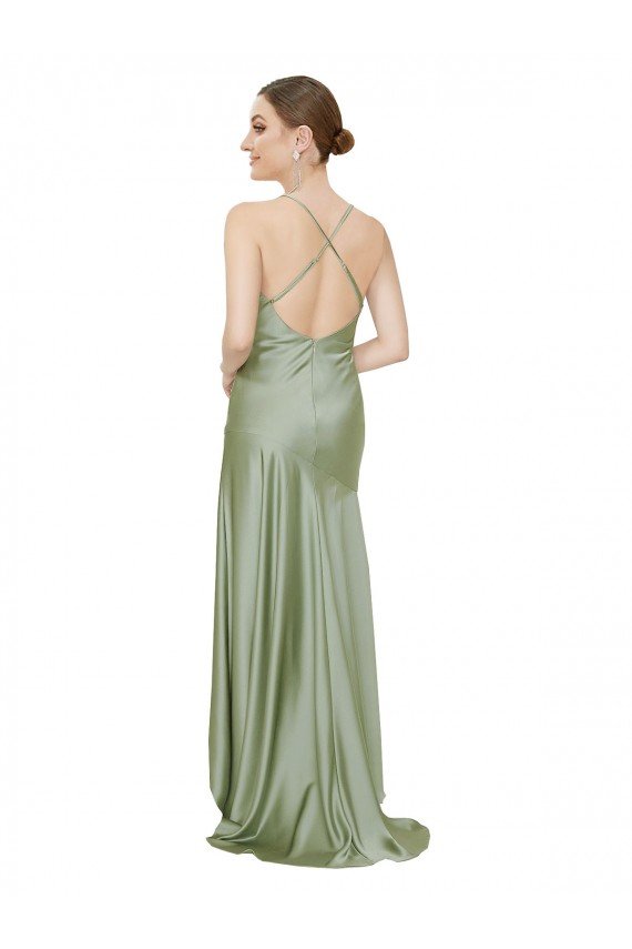 Silky Satin Prom Dress with Bias Cut Skirt UK