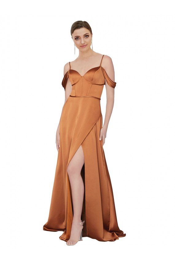 Silky Satin Prom Dress with Bustier Bodice UK