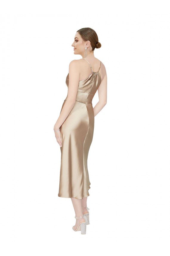 Empire Waist Silky Satin Midi Length Cocktail Dress / Prom Dress UK
