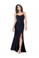 Draped Cowl Neck Silky Satin Prom Dress with Skirt Slit UK