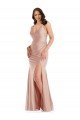 Deep V-Neck Silky Satin Mermaid Prom Dress with Side Slit UK