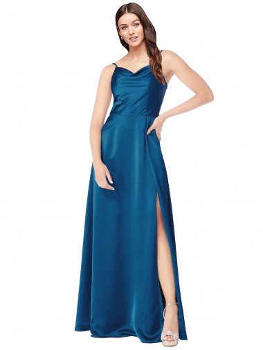 Cowl Neck Salky Satin Prom Dress UK