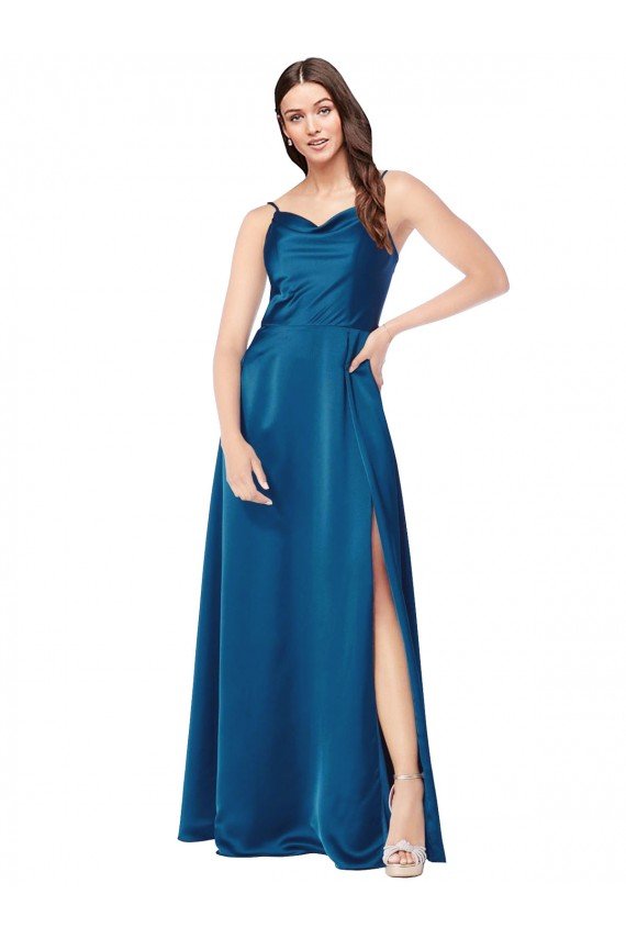 Cowl Neck Salky Satin Prom Dress UK