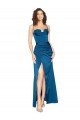 Full Length Bustier Style Long Silky Satin Prom Dress with Low Back UK