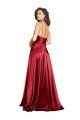 Cowl Neckline Long Silky Satin Prom Dress with Spaghetti Straps UK