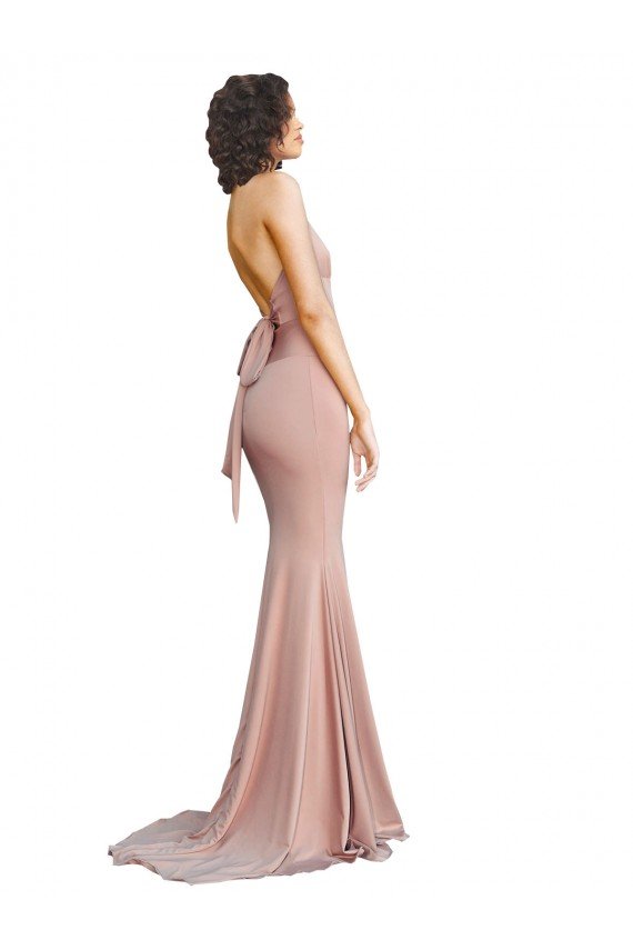 Deep V-Neck Mermaid Low Back Long Spandex Prom Dress UK