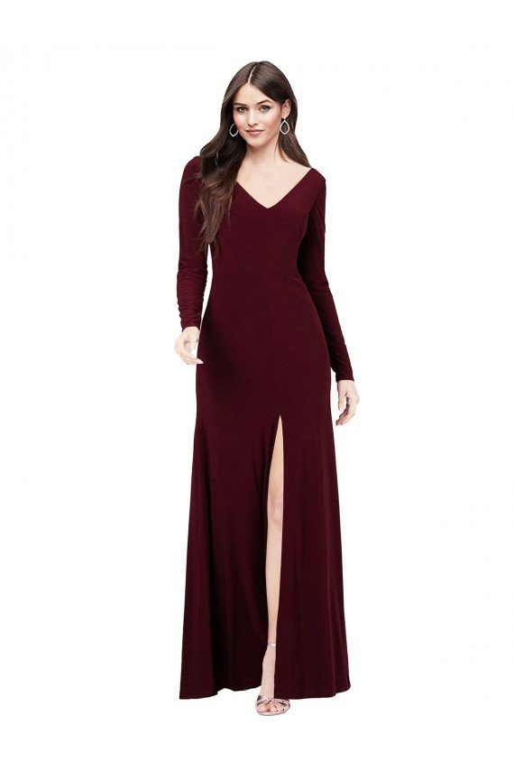 Long Sleeves Spandex Prom Dress with Front Slit UK