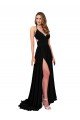 High Slit Open Back Long Spandex Prom Dress with Lined Crossover Bust UK