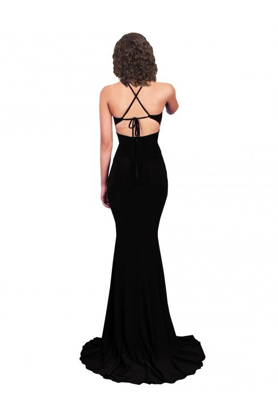 Fishtail Shaped V-Neck Open Back Spandex Prom Dress UK