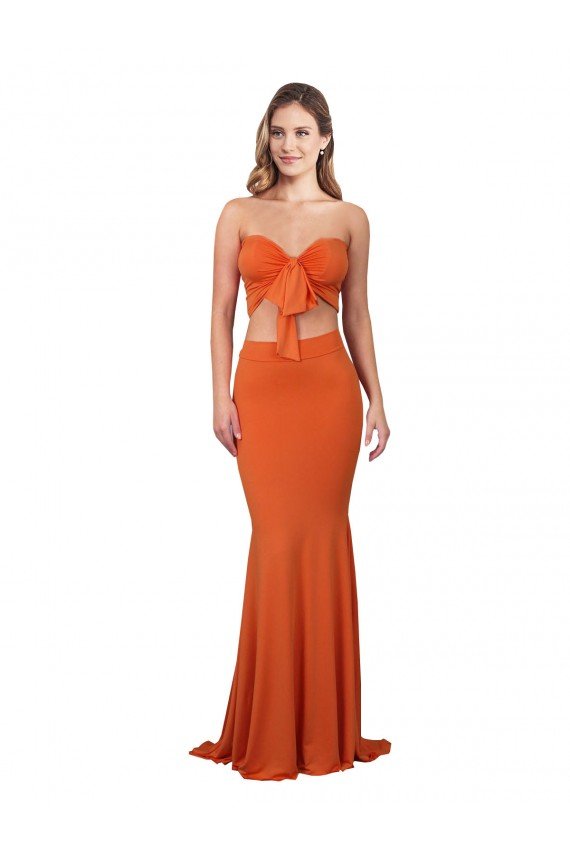 Strapless Bandeau Bodice Long Spandex Prom Dress UK