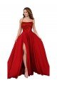 Lace Over Bodice Long Spandex Prom Dress with Slit UK