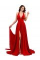 High Slit A-Line Halter Long Spandex Prom Dress Open Back UK