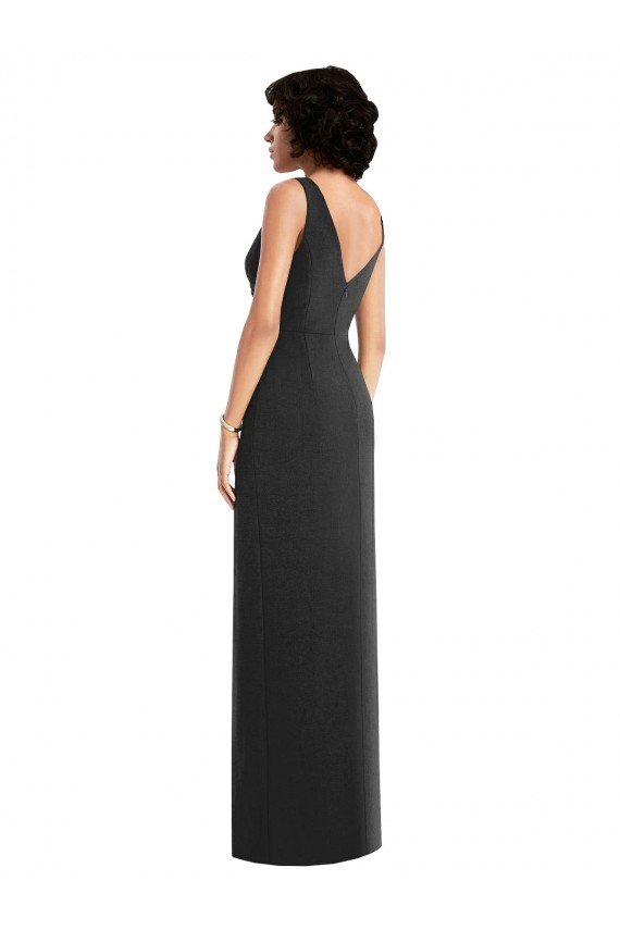 Draped Wrap Maxi Spandex Prom Dress with Front Slit UK