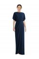 Open Back Short Sleeves Draped Tulip Skirt Maxi Spandex Prom Dress UK