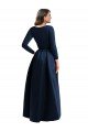 Long Sleeves Wrapped Spandex Prom Dress with High Low Full Skirt and Pockets UK