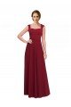 Square Neck Subtle Cap Sleeeves Crepe Prom Dress UK