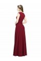 Square Neck Subtle Cap Sleeeves Crepe Prom Dress UK