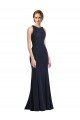 High Neck Sheath Long Crepe Prom Dress UK
