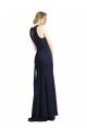 High Neck Sheath Long Crepe Prom Dress UK