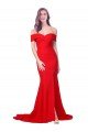 Criss Cross Full Length Long Crepe Prom Dress with Side Split UK