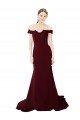Full Length Off the Shoulder Formal Crepe Prom Dress with Lace On Bodice and Back UK