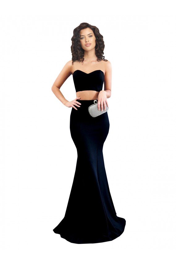 Two Piece High Neck Crepe Prom Dress UK