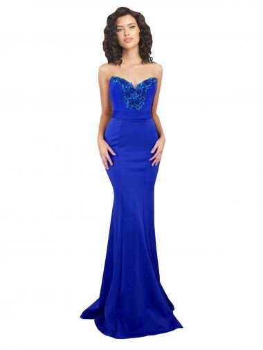 Sweetheart Flower Neckline High Neck Crepe Prom Dress UK
