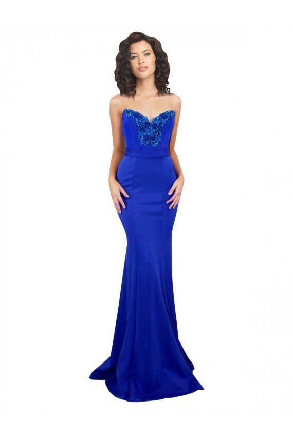 Sweetheart Flower Neckline High Neck Crepe Prom Dress UK