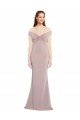 Knotted Off the Shoulder Crepe Prom Dress with Cut-Out Back UK