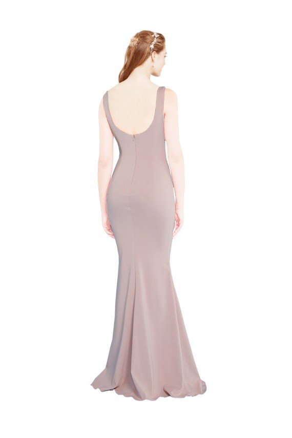 Sleeveless Scoop Neck Fully Lined Crepe Prom Dress UK